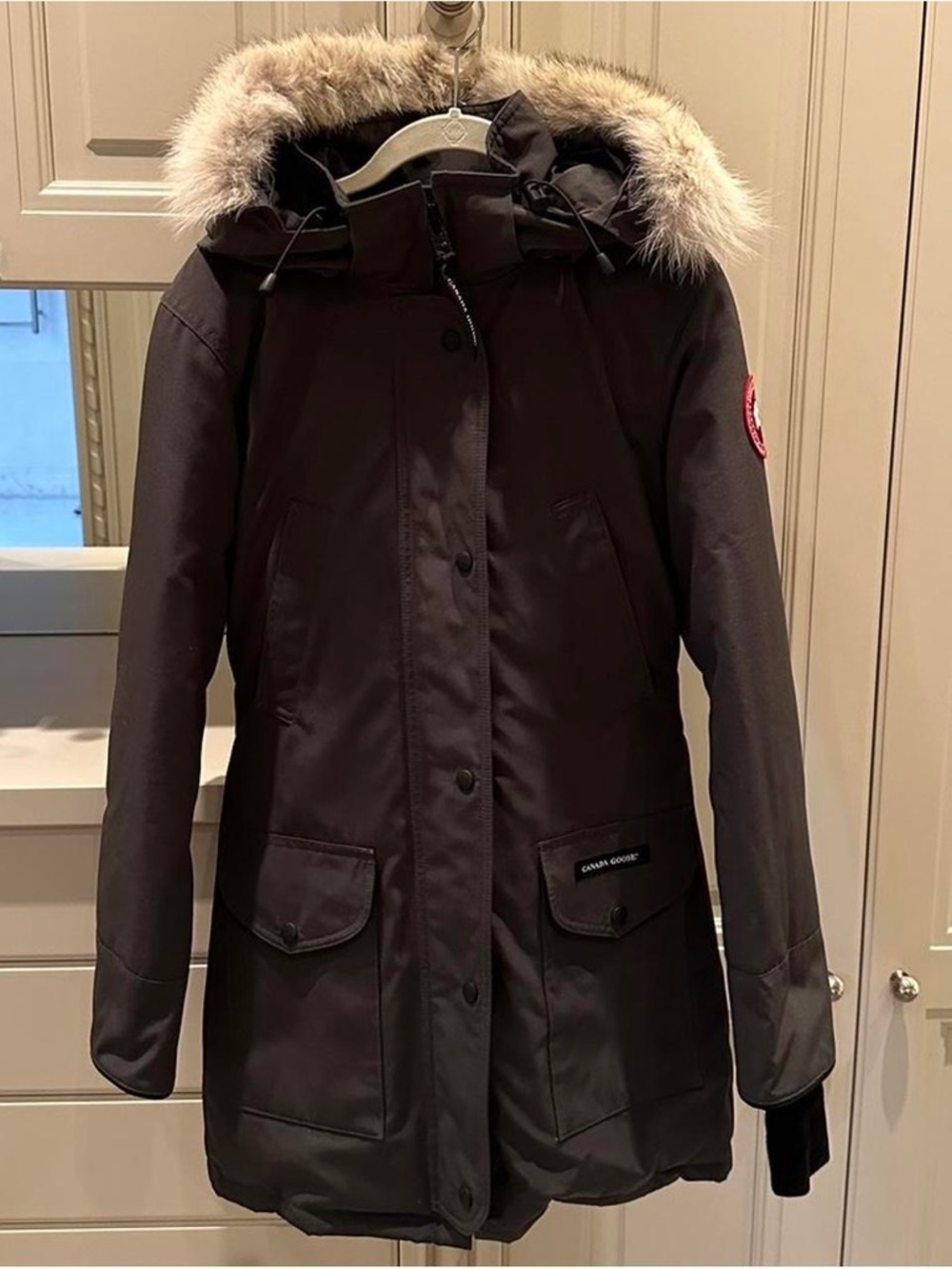 Canada Goose Women's Dark Gray Parka with Fur-Trim Hood